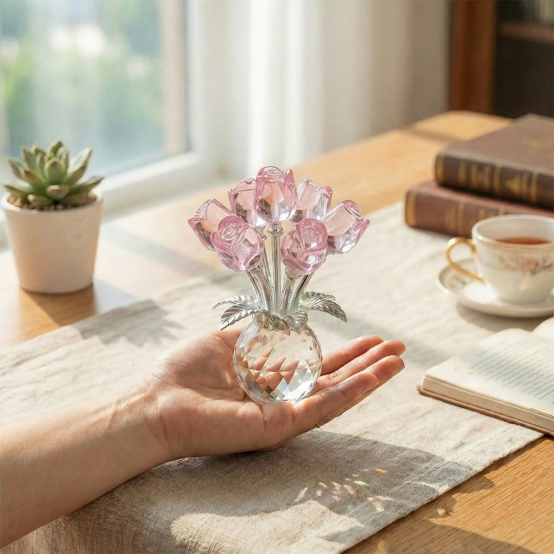 Elegant Crystal Flower Statue