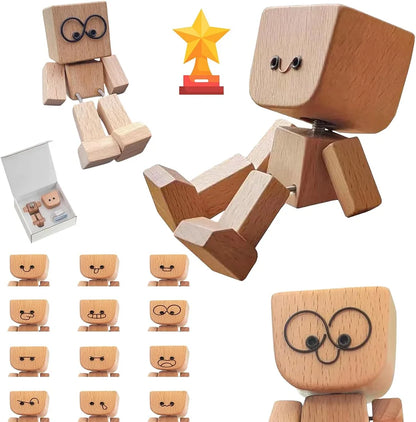 Shaking Feet Wooden Doll - Sways with 12 Pcs Magnetic Expressions