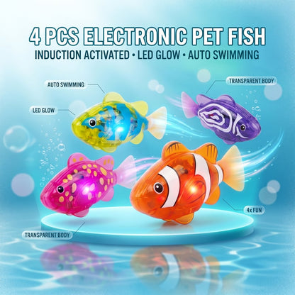 Summer Sale 🌞 4Pcs Induction Activated | LED Light Up | Auto-Swimming Bath Toy