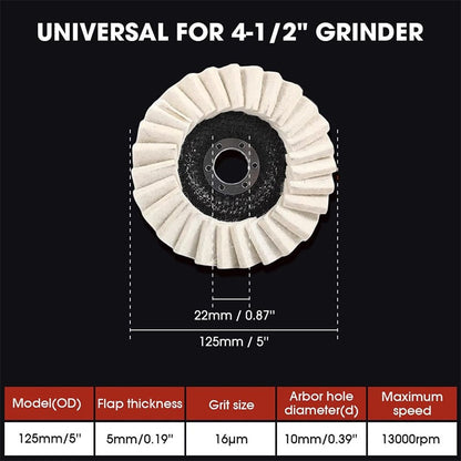 Premium Wool Felt Polishing Flap Disc for Angle Grinders - Mirror Finish Made Easy