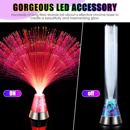 LED Color Changing Fiber Optic Centerpiece Lamp With Crystal Base - 2 Per Pack